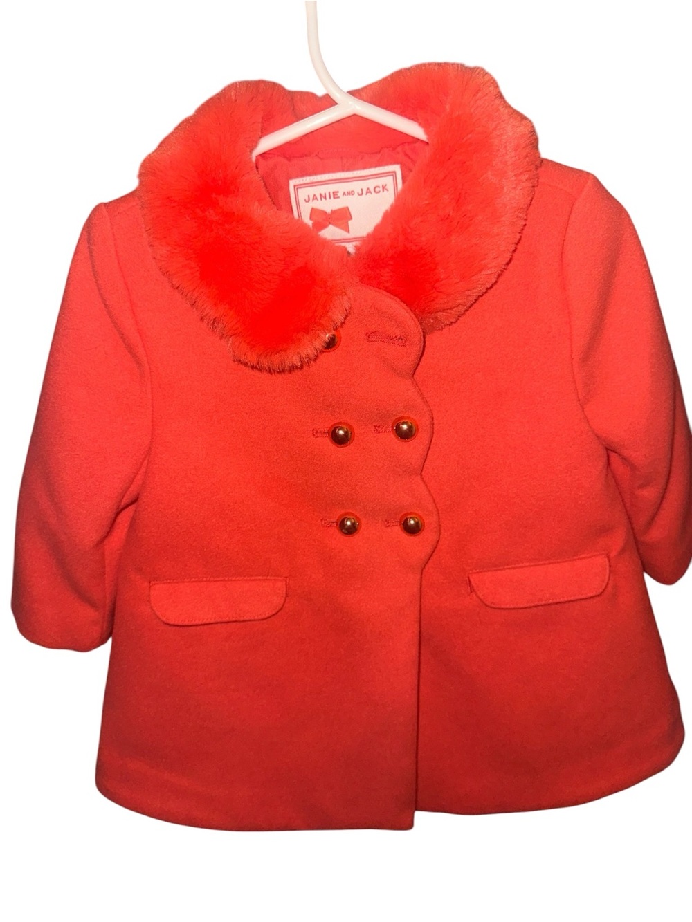 Janie and Jack Coral Faux-Fur Collar Double-Breasted Pea Coat